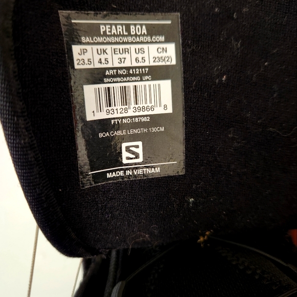Salomon Pearl Boa Snowboard Boots Size 6.5 - Picture 4 of 6